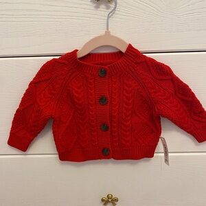 Kids Red Cable Knit Cardigan